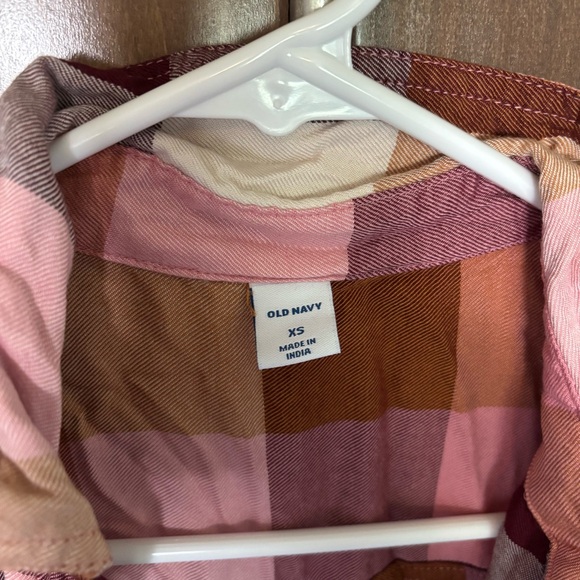 Old Navy Plaid Drapey Flannel Tunic Shirt for Women Size XS Pink Orange Purple - Picture 6 of 6